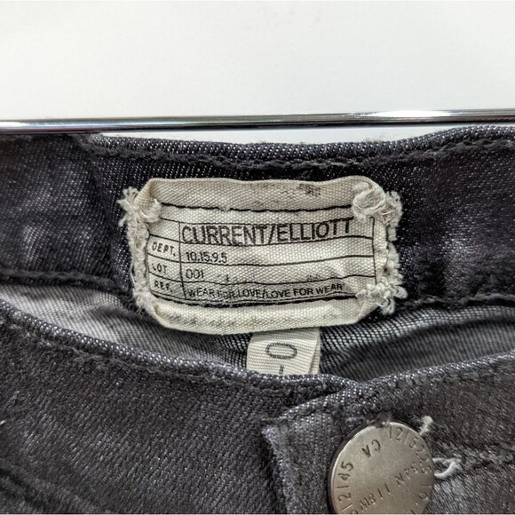 Current/Elliot The Ankle Skinny Trucker Coated Textured Black Jeans Size 28 - Picture 7 of 10